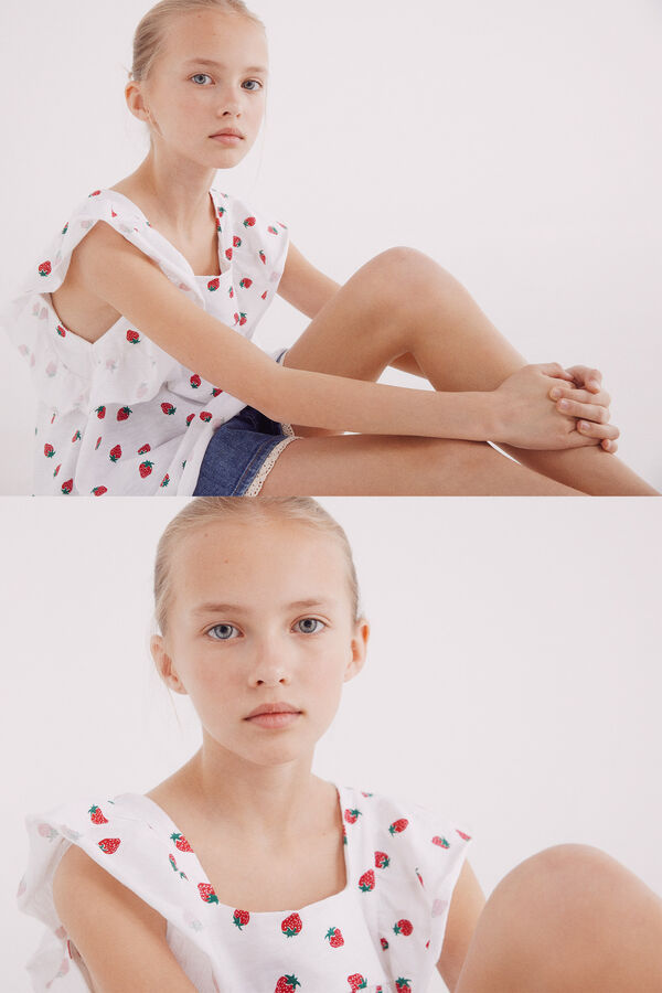 Springfield Kids Camiseta da menina morango branco