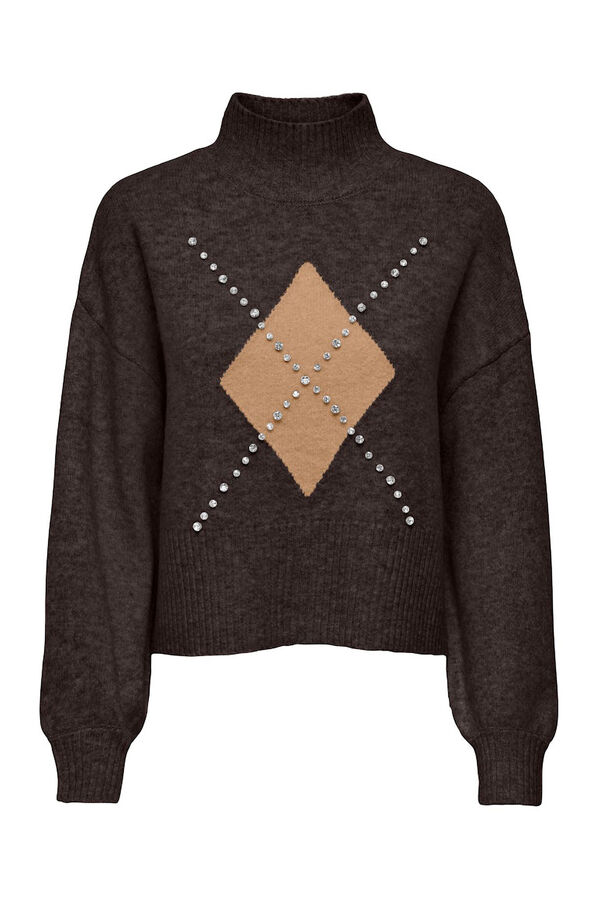 Only Jersey con apliques joya marr&oacute;n