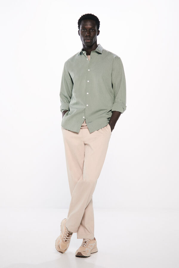 Springfield Camisa popelín rayas vestir kaki