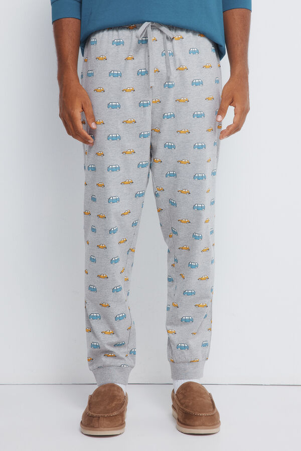 Springfield Pijama largo manga raglan pantal&oacute;n coches azul