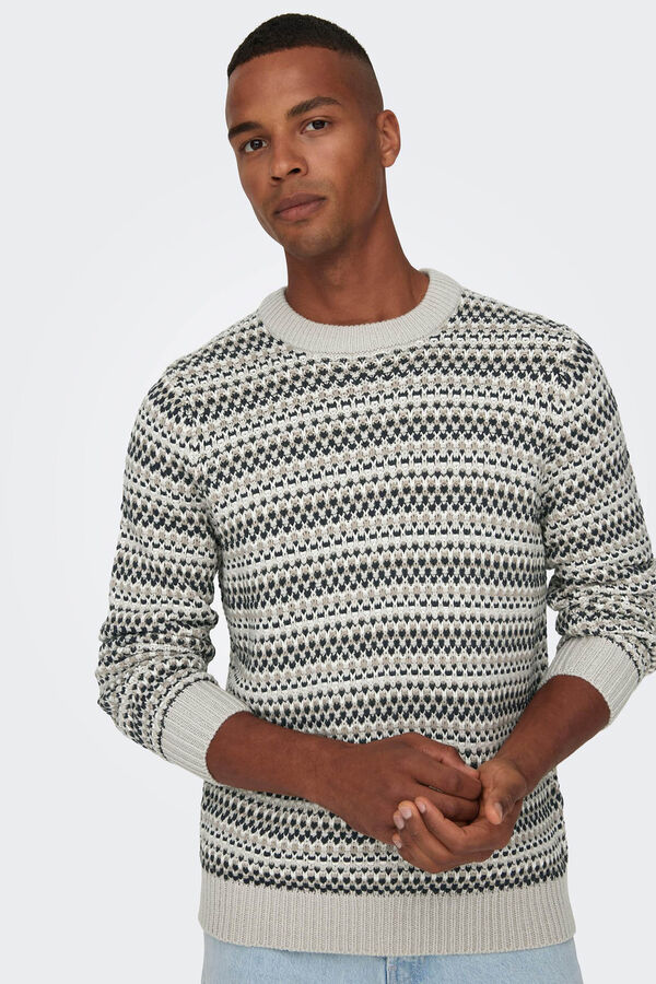Only & Sons Camisola jacquard cinzento