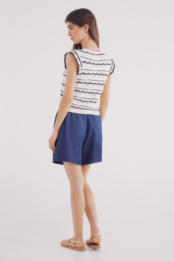 Springfield Shorts de cinto tencel azul
