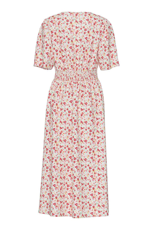 Pieces Vestido midi estampado con manga 2/4 blanco