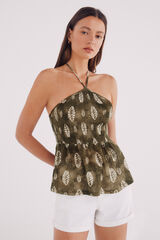 Springfield Top escote halter estampado verde
