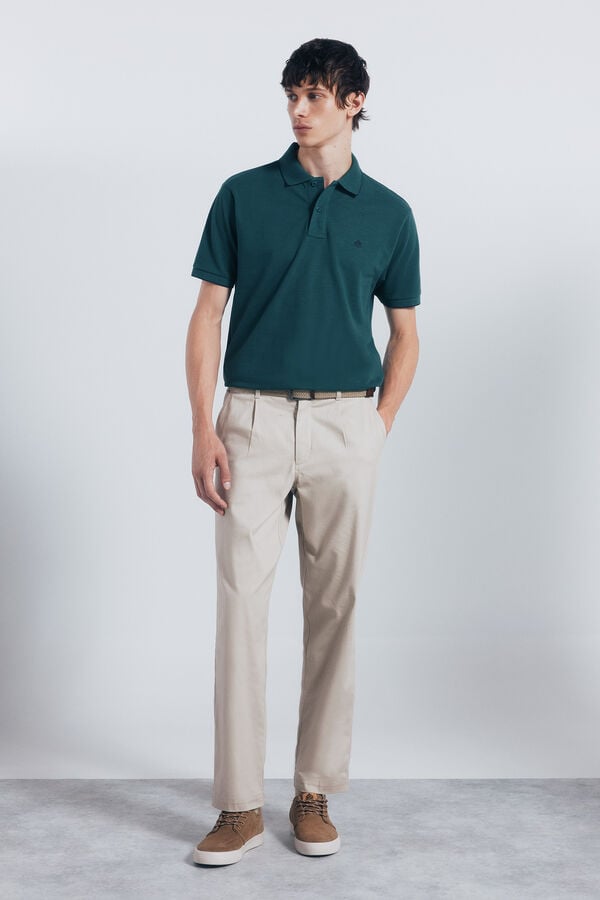 Springfield Polo piqu&eacute; fantas&iacute;a cuello tipping regular fit verde