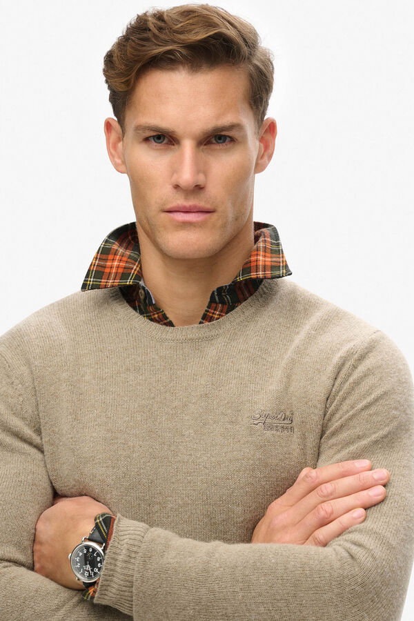 Superdry Camisola gola redonda cl&aacute;ssica  castanho