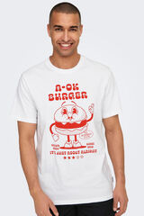Only & Sons T-shirt com desenho frontal branco