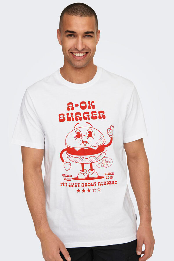 Only & Sons T-shirt com desenho frontal branco