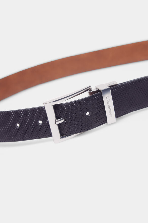 Springfield Cintur&oacute;n reversible microperforado negro