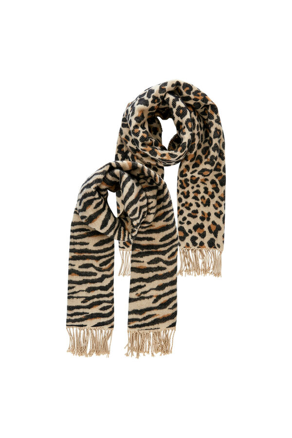 Pieces Cachecol com estampa animal bege