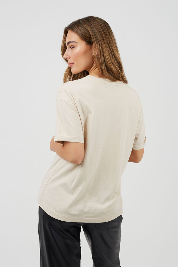 Brave Soul T-shirt com estampado frontal bege