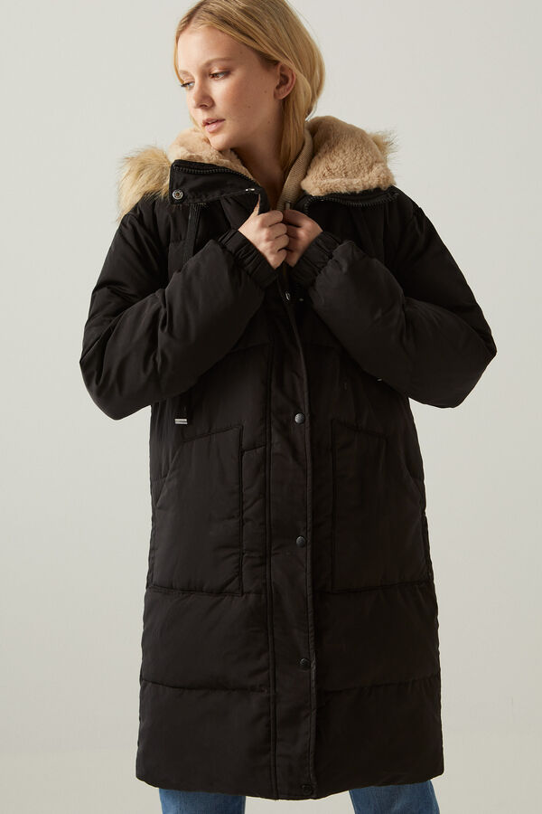 springfield Abrigo plumas largo repelente al agua negro