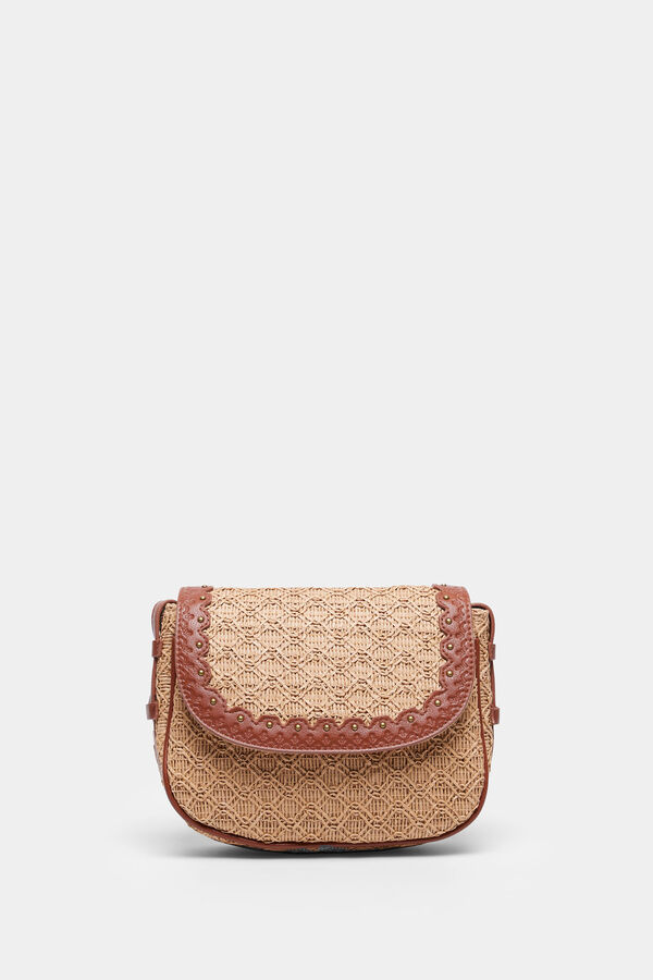 Springfield Bolso Bandolera Rafia Combinado blanco