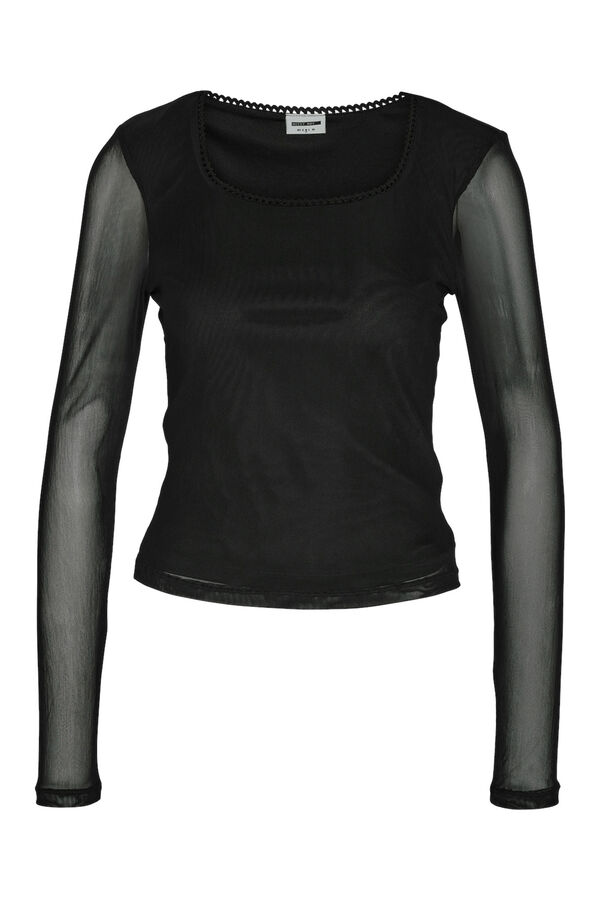 Noisy May Top de malha de manga comprida preto