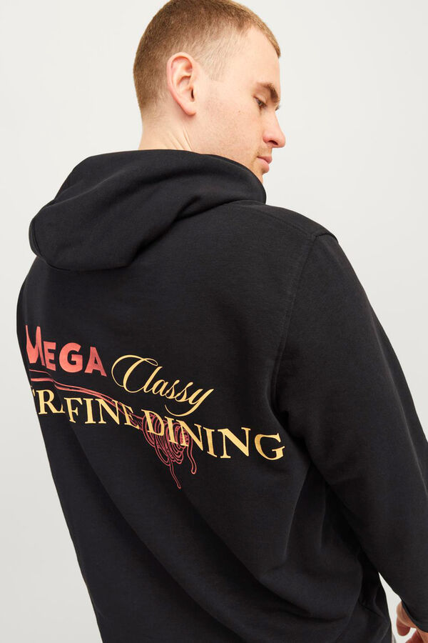 Jack & Jones PLUS Sudadera capucha con dibujo estampado PLUS negro