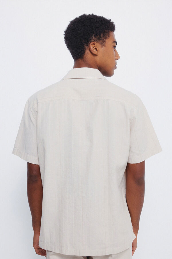 Springfield Camisa leve de manga curta em jacquard bege