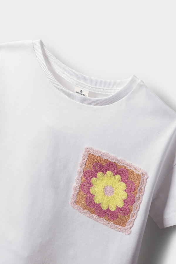 Springfield Kids Camiseta bolsillo crochet ni&ntilde;a blanco
