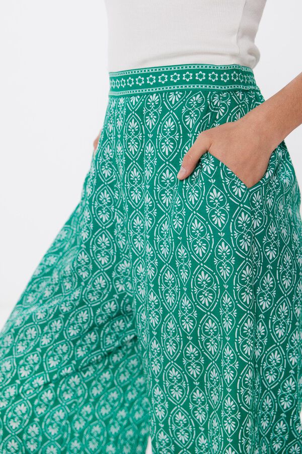 Springfield Cal&ccedil;as fluidas estampadas bege