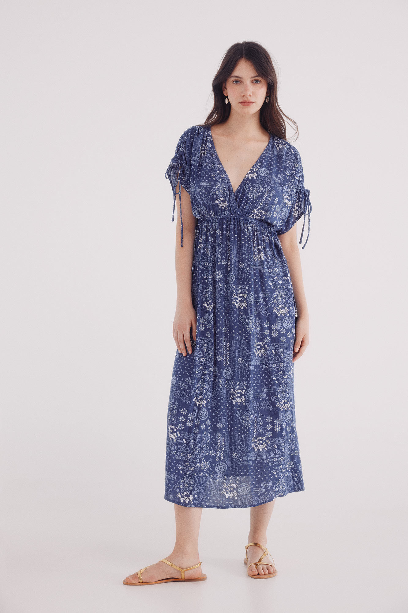 Springfield Vestido midi caft&aacute;n lazos