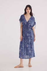 Springfield Vestido midi caft&aacute;n lazos turquesa