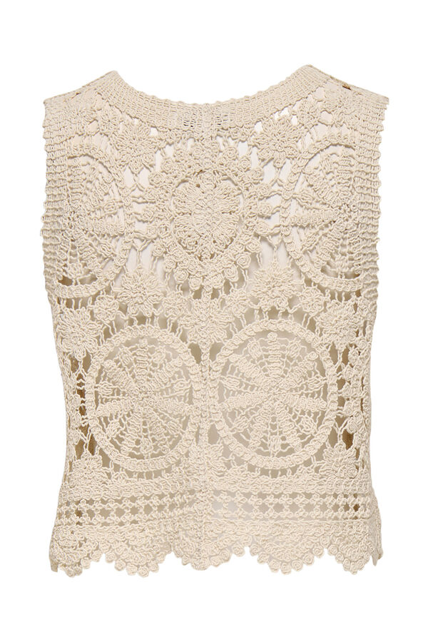 JDY Chaleco corto crochet beige