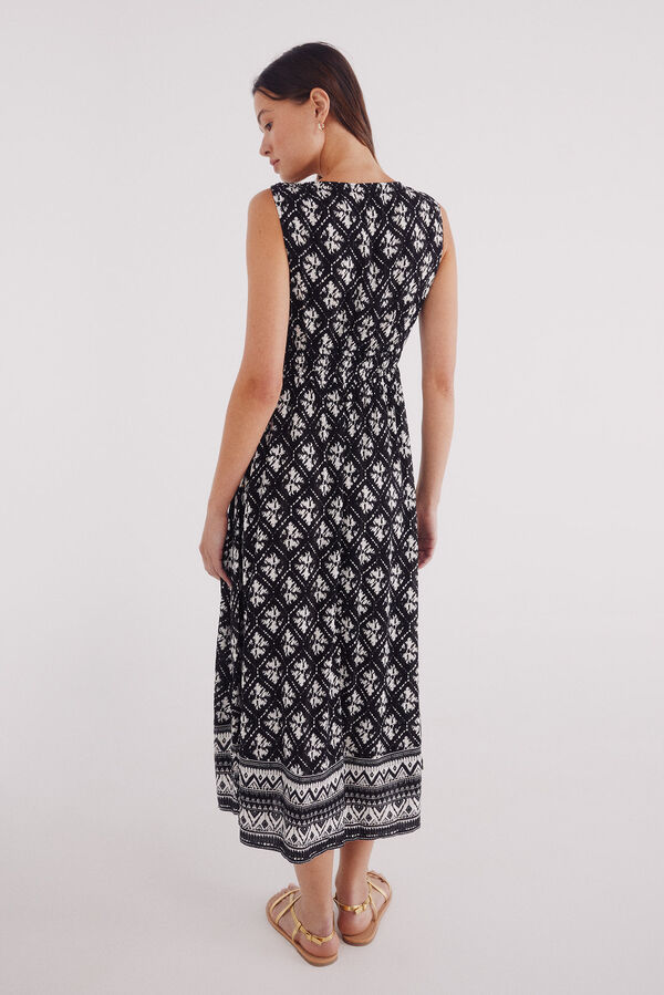 Springfield Vestido midi estampado com barra preto