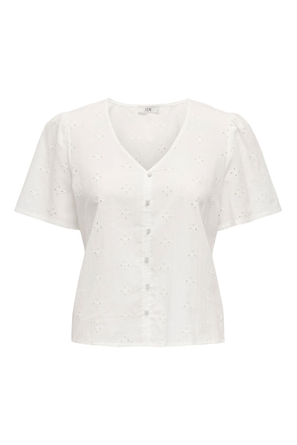 JDY Blusa manga curta bordada branco