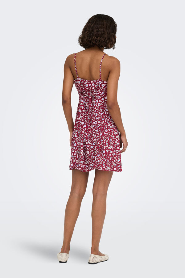 Only Vestido curto estampado floral vermelho