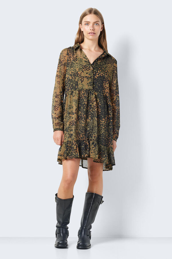 Noisy May Vestido curto estampado verde