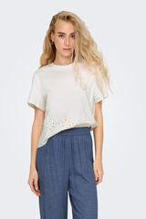 JDY T-shirt manga curta bordada branco