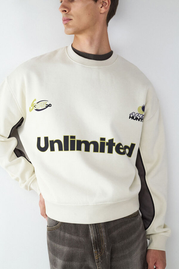 Balmohk Sudadera cuello redondo estampado f&uacute;tbol blanco