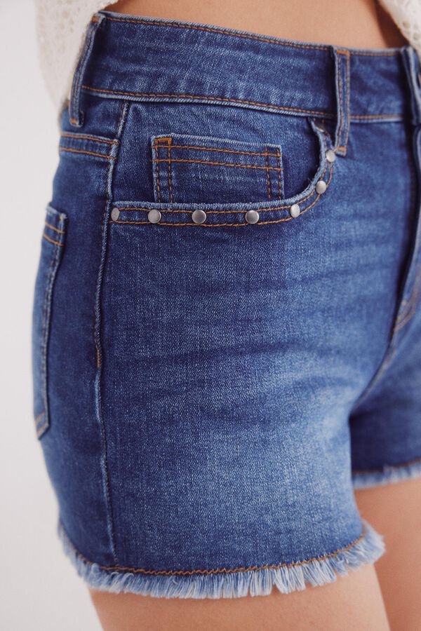 Springfield Shorts jeans com tachas azul
