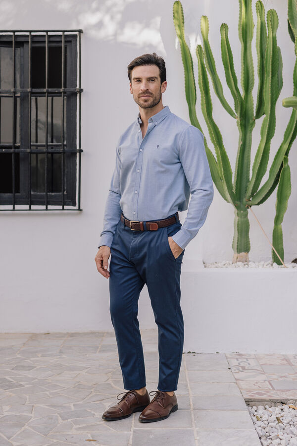Celopman Camisa Oxf.Liso Con Brushed azul