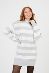 Brave Soul Vestido de riscas malha solto cinzento