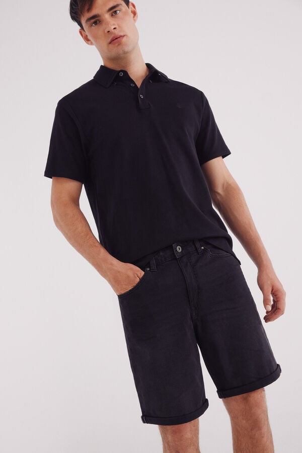 Springfield Bermuda vaquera ultra ligera negro regular fit negro