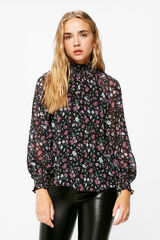 Springfield Blusa Estampada Nido de Abeja negro