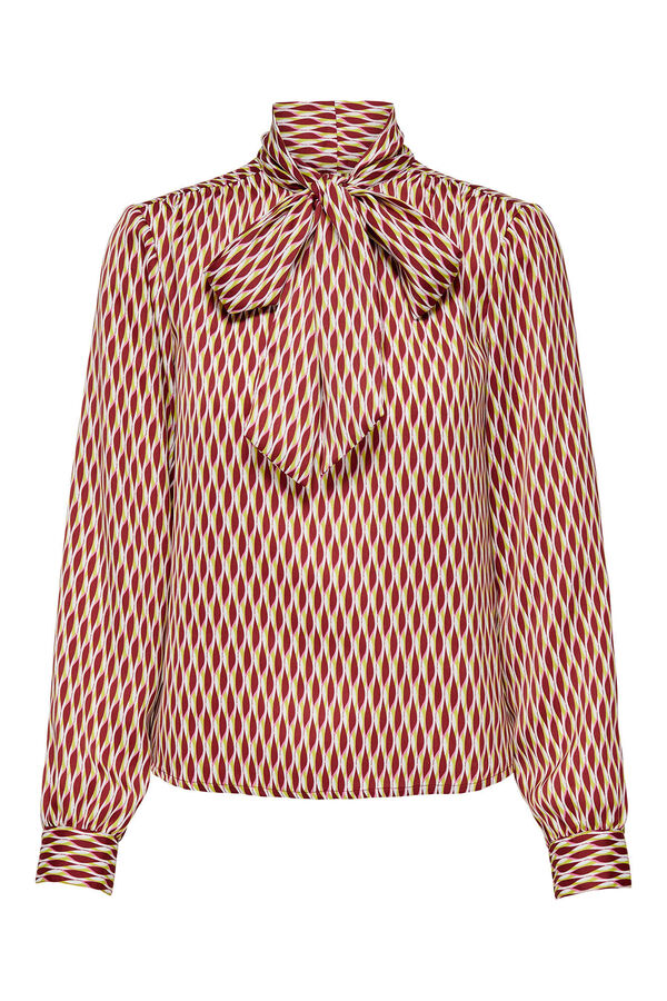 Only Blusa con lazada en el cuello rojo