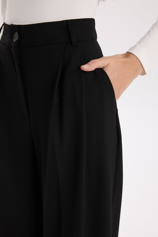 DeFacto Pantal&oacute;n ancho tiro alto negro
