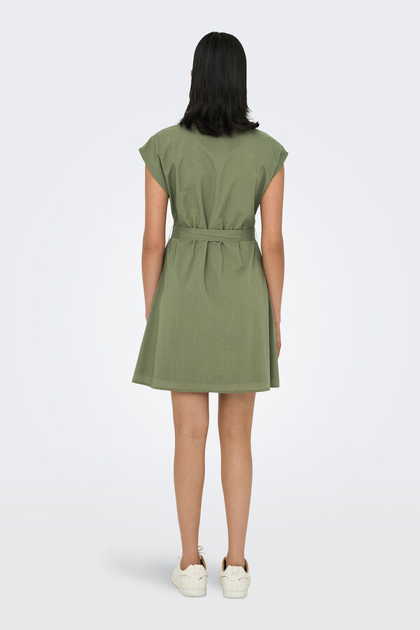 Only Vestido corto camisero verde