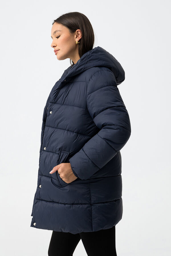 Tiffosi Sobretudo longo de nylon acolchoado azul