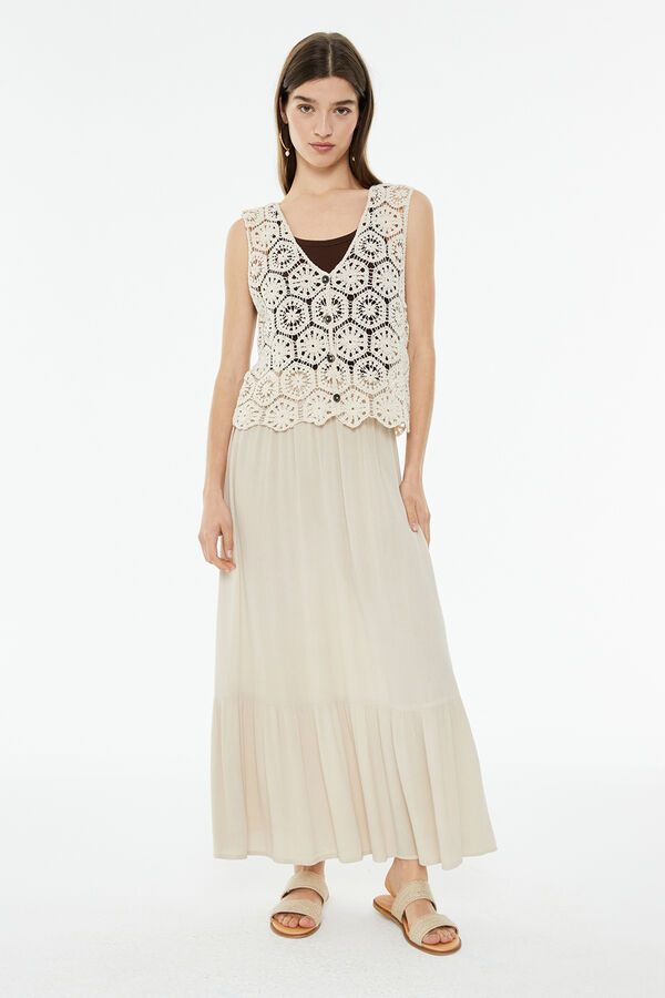 System Action saia longa de bambu bege