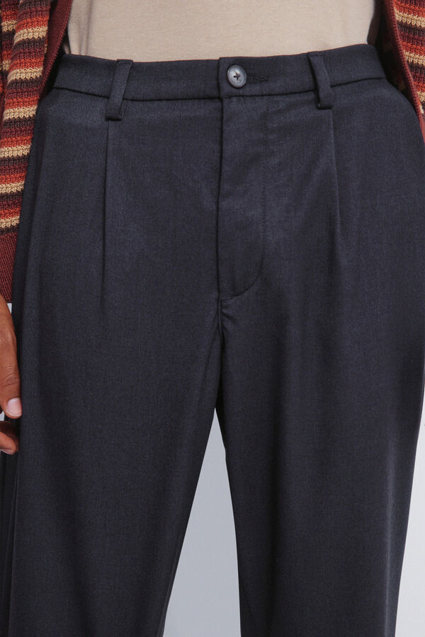 Springfield Pantal&oacute;n recto pliegues wide straight fit gris