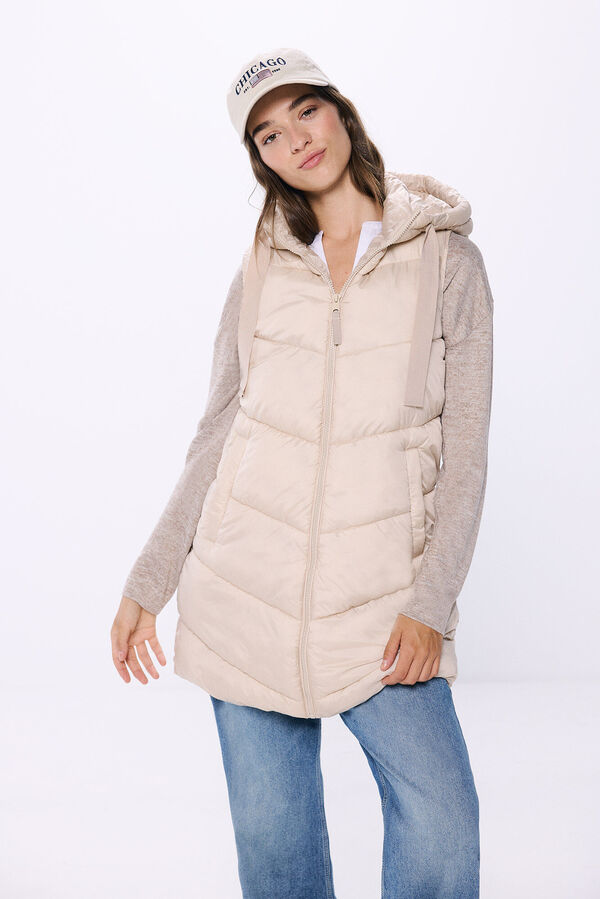 Springfield Colete acolchoado com capuz repelente &agrave; &aacute;gua castanho