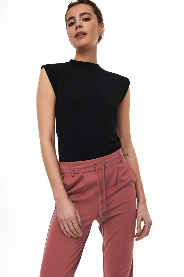 Only Cal&ccedil;a comprida reta el&aacute;stica de cintura alta vermelho