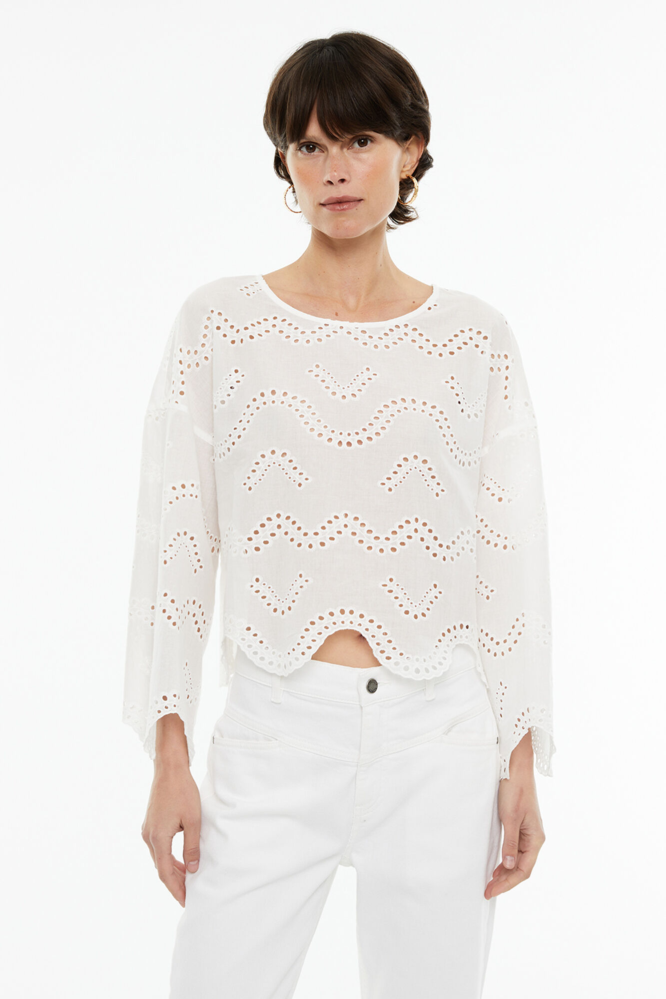 System Action Camisa bordado suizo de manga larga