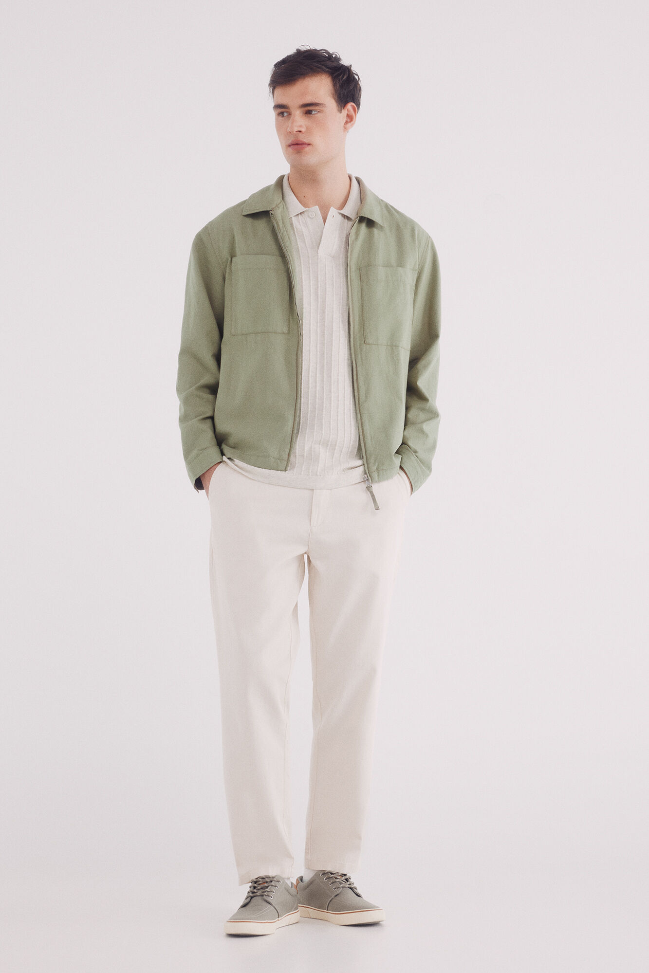 Springfield Overshirt em tecido linho-algod&atilde;o