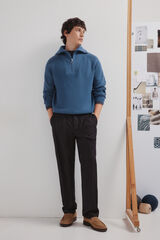 Springfield Camisola moderno com gola na fecho-&eacute;clair azul