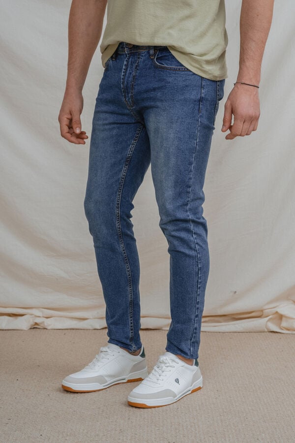 Celopman Jeans skinny b&aacute;sico azul