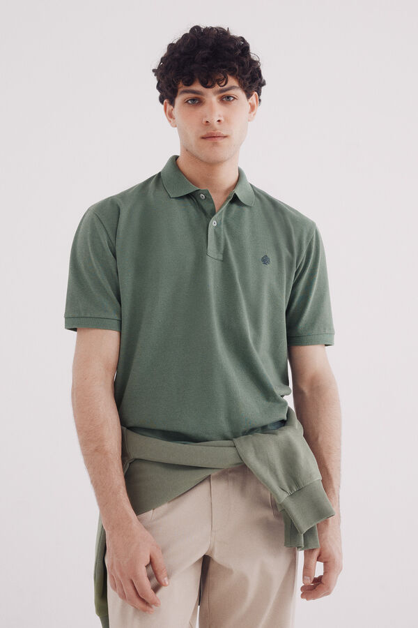 Springfield Polo piqué fantasia básica regular fit verde