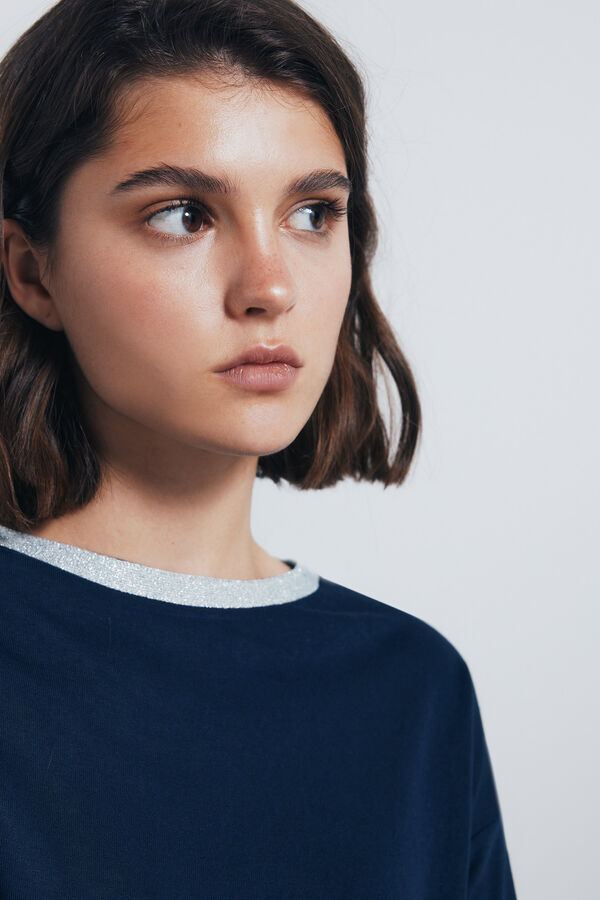 Springfield Camiseta cuello lurex azul